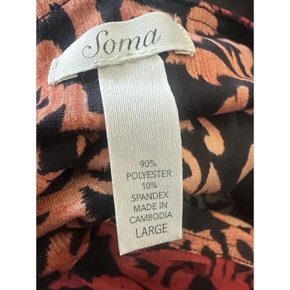 Soma Ombre Damask Short Sleeve V-Neck Jersey Mini Lightweight Sleep Dress Large - Picture 8 of 9